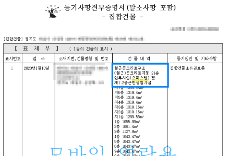 오피스텔등기부등본